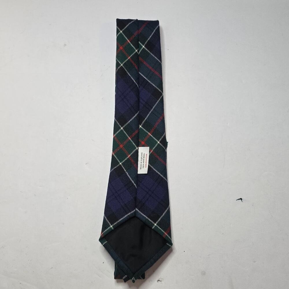 Vintage MacQueen Scotland New Wool Tartan Tie Blue Green Red Plaid Necktie